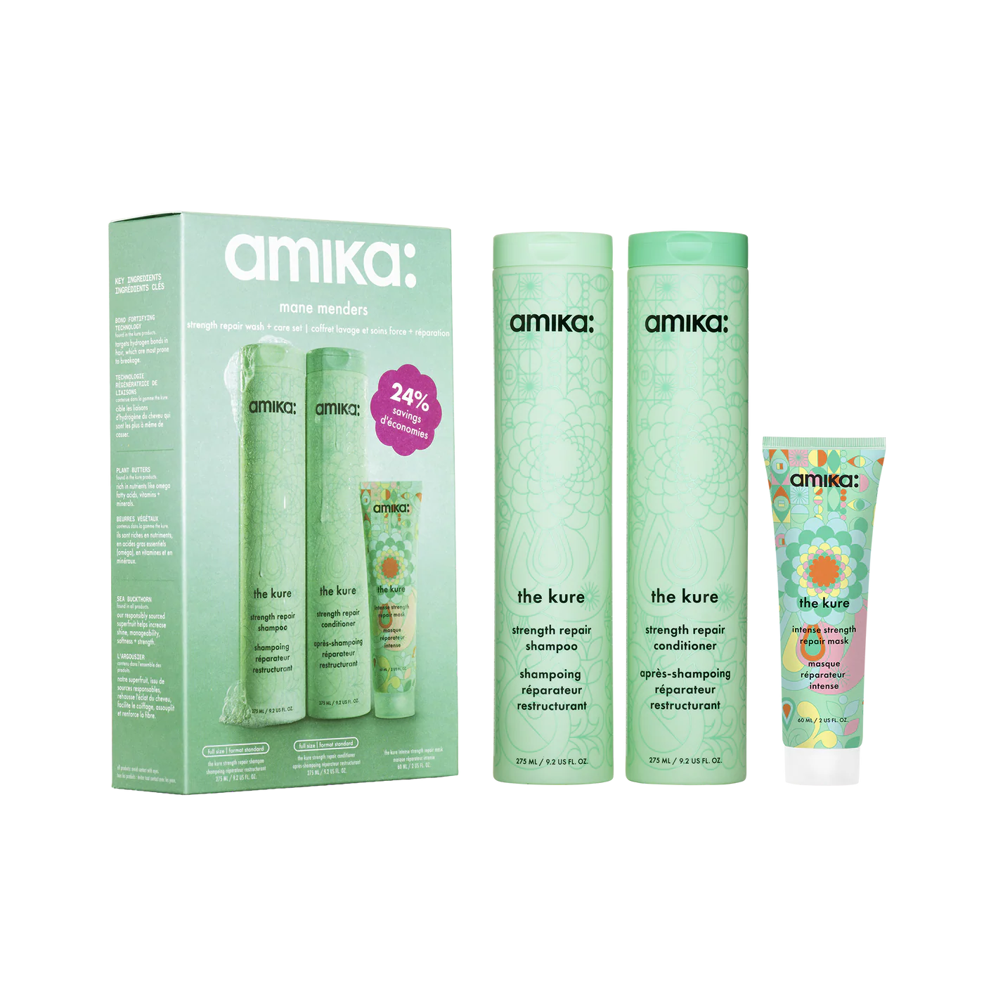 mane menders
strength repair wash + care set